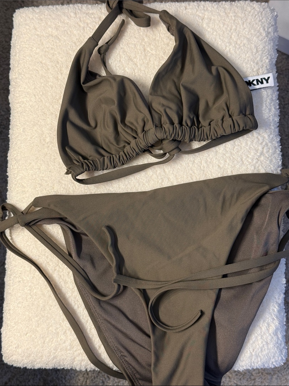 DKNY Olive-Tone Halter Bikini Two-Piece
